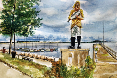 Eastport Small TownX Fisherman statues, Maine